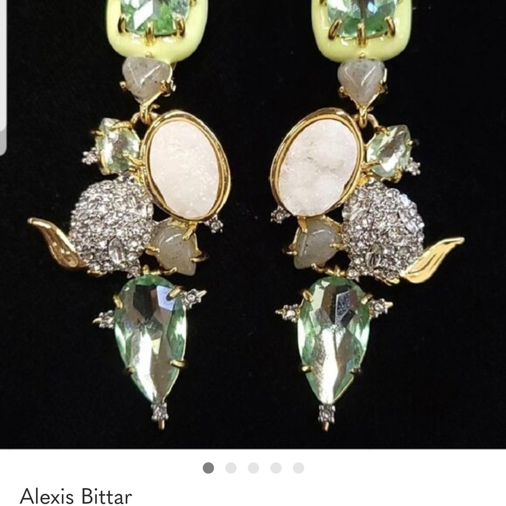 Alexis Bittar Green and Gold Statement Earrings